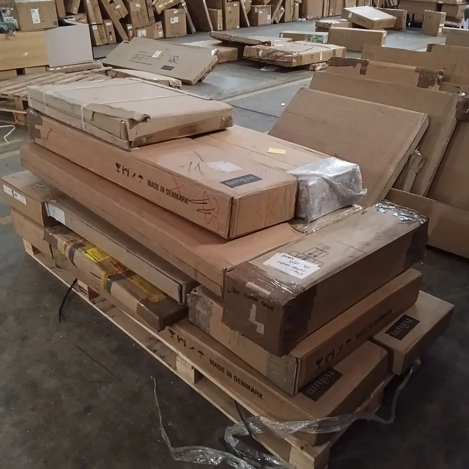PALLET OF ASSORTED, INCOMPLETE FURNITURE PARTS AND PIECES 