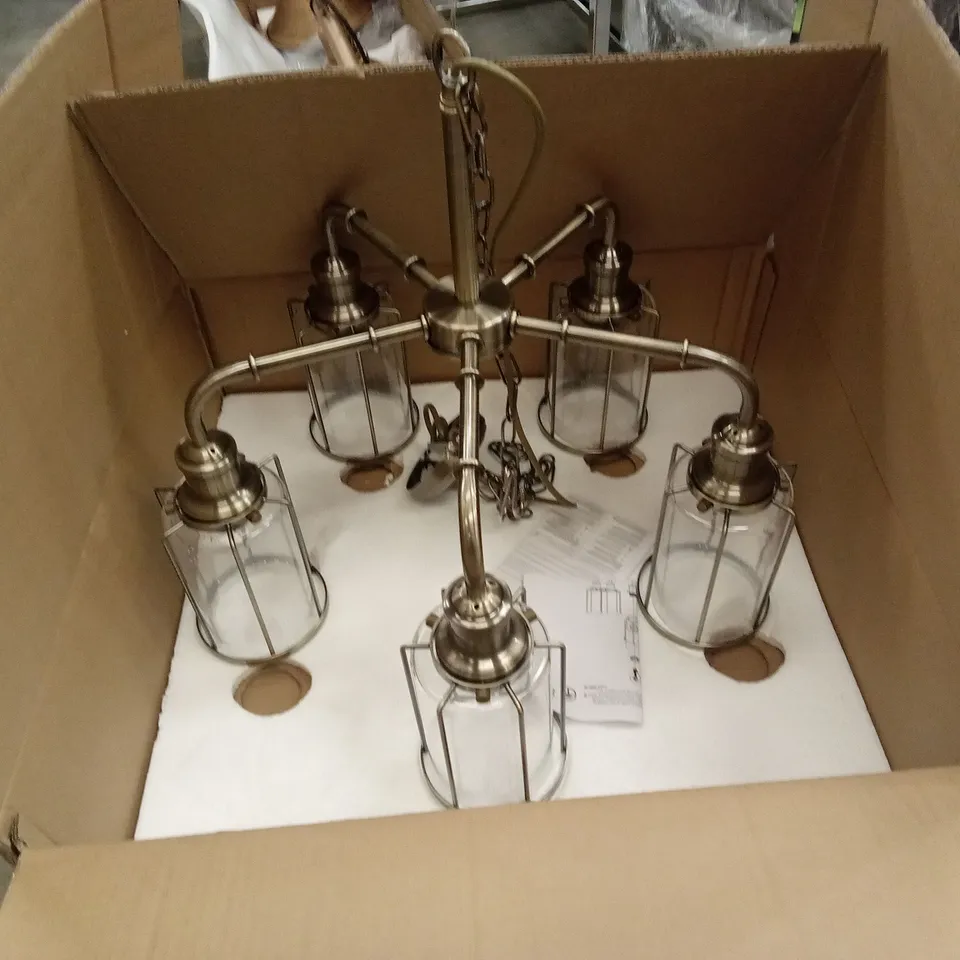 BOXED SEARCHLIGHT PIPES 5-LIGHT PENDANT