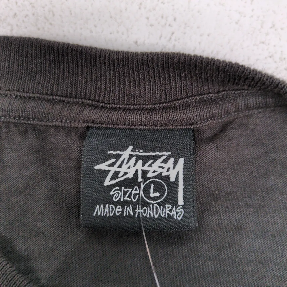 STUSSY PERMANENT COLLECTION P.D. TEE – FADE BLACK, SIZE L (UK L), MADE IN HONDURAS