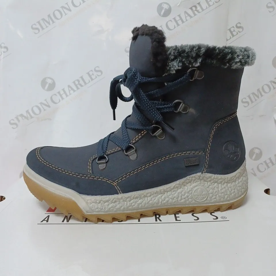 BOXED RIEKERWATER RESISTANT WARM HIKER BOOTS, NAVY -  SIZE 4