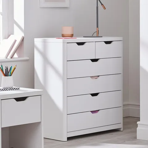 BOXED ASPEN WHITE OAK 4 AND 2 DRAWER CHEST