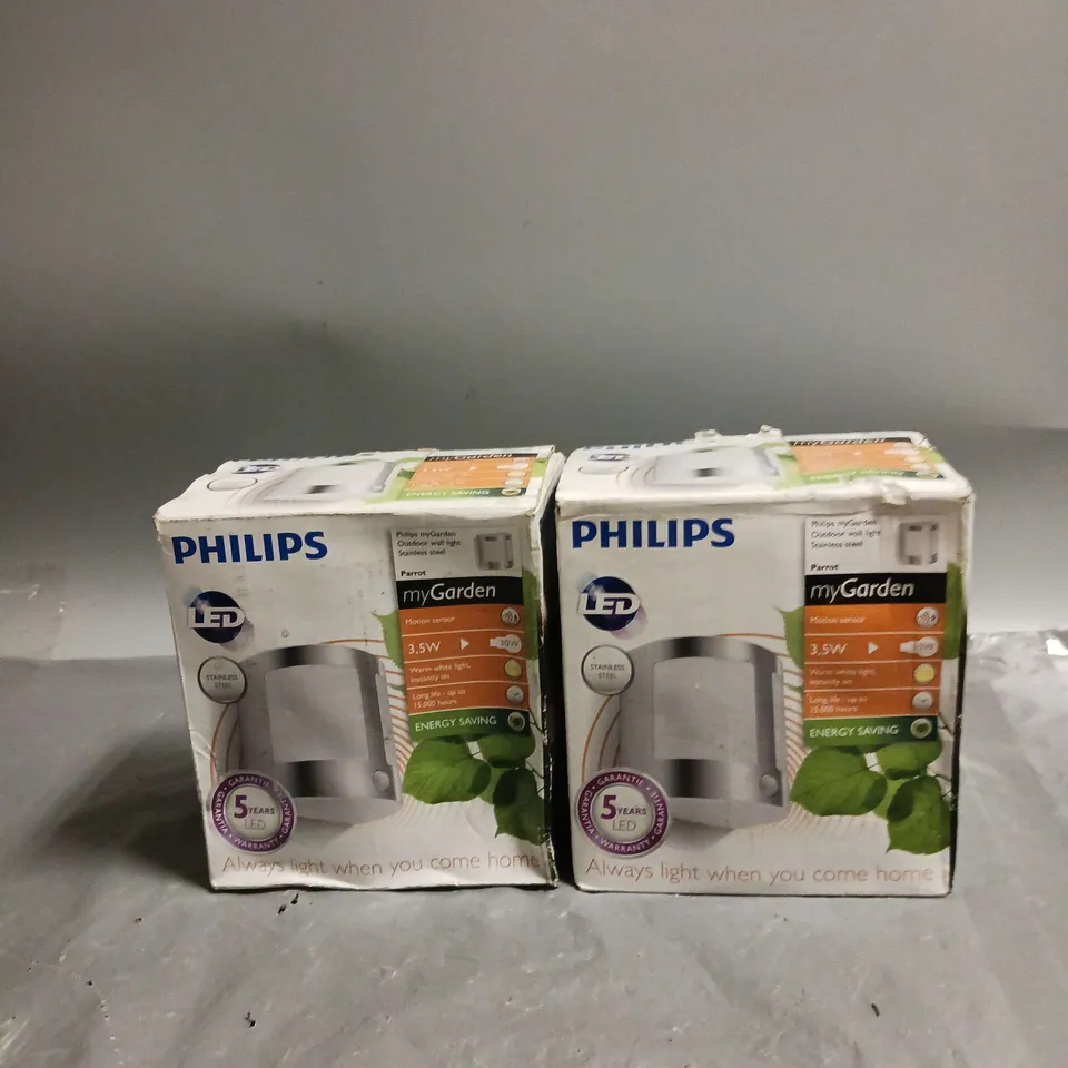 2X BOXED PHILIPS MYGARDEN OUTDOOR WALL LIGHT STAINLESS STEEL 