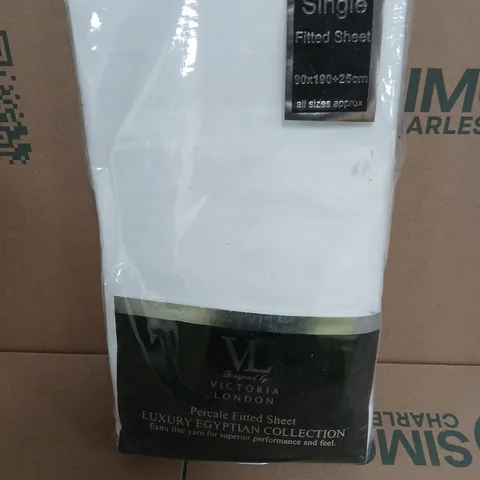 VICTORIA LONDON PERCALE FITTED SHEET – LUXURY EGYPTIAN COLLECTION, SINGLE (90X190+25CM APPROX)