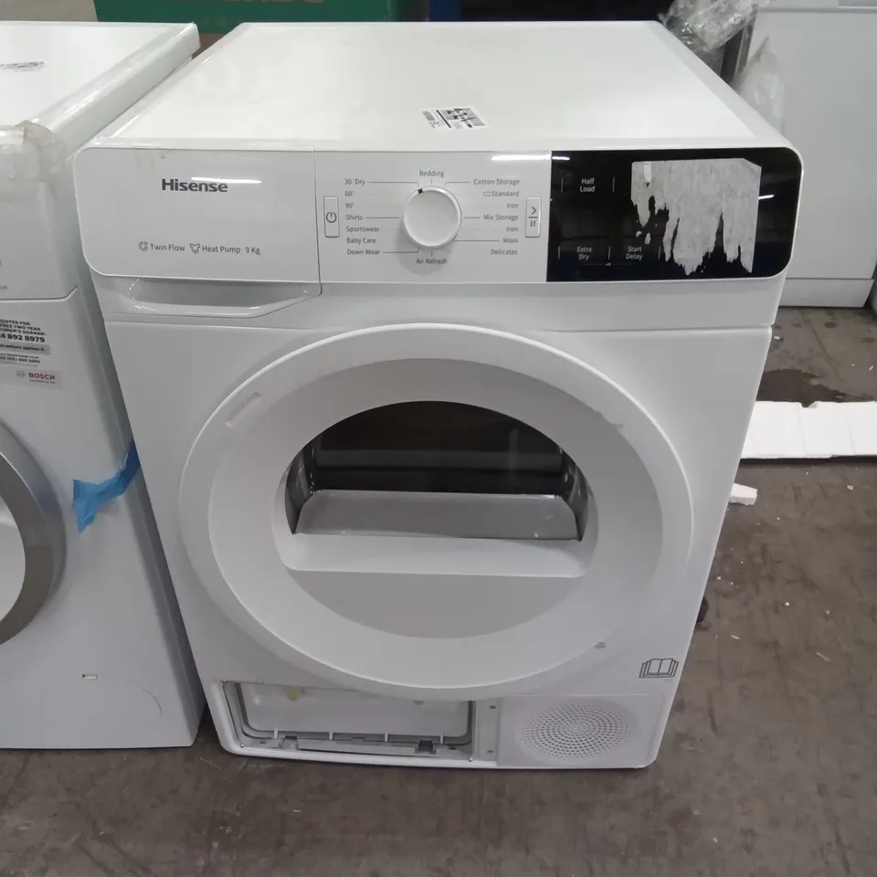 HISENSE 9KG WHITE HEAT PUMP CONDENSER DRYER DHGE901