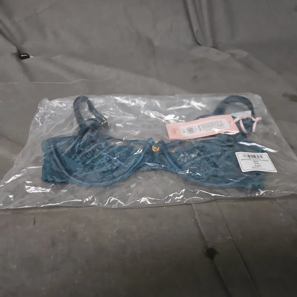 BOUX AVENUE BROOKE LACE PLUNGE BRA 32C TEAL