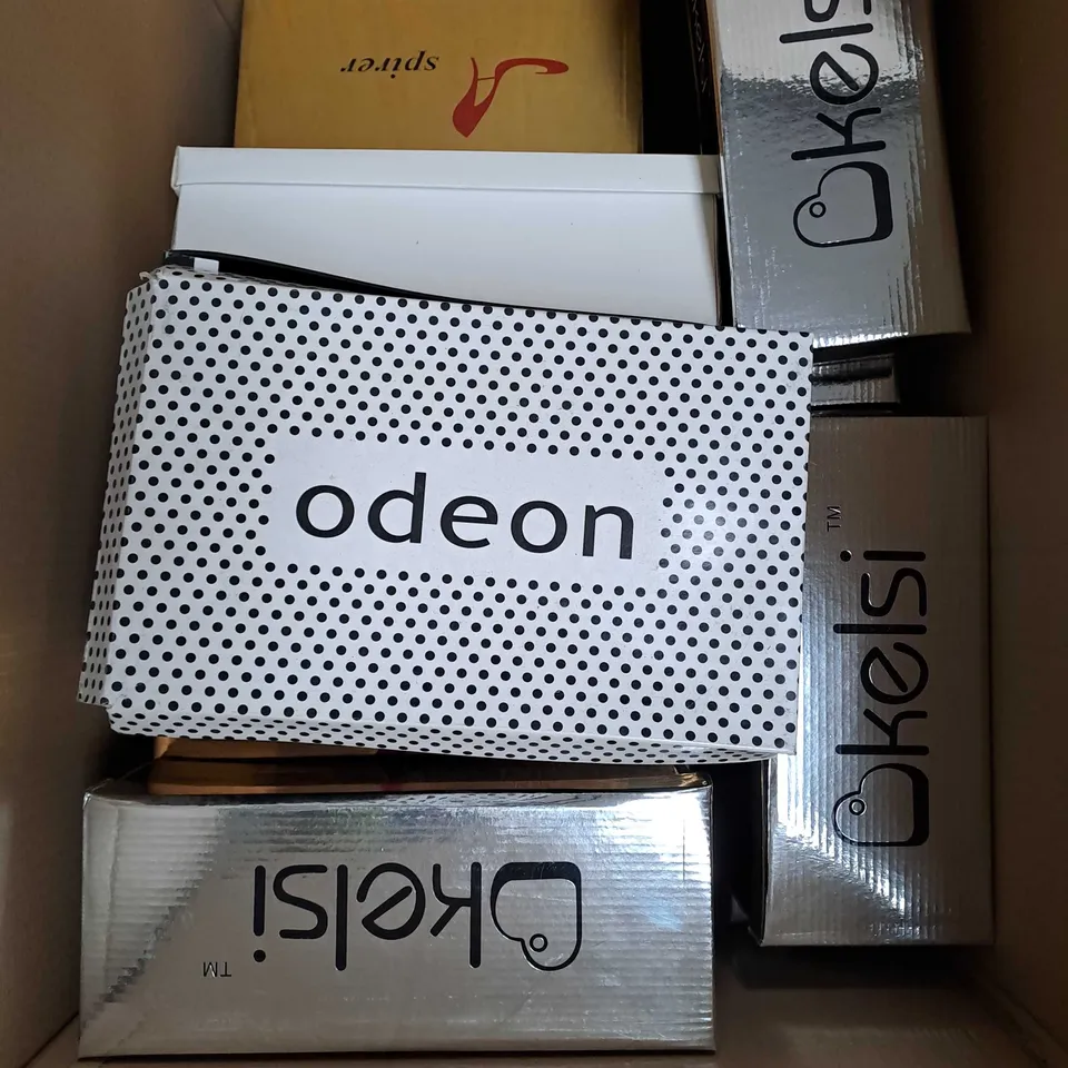 BOX OF APPROXIMATELY 12 PAIRS OF SHOES IN VARIOUS STYLES, COLOURS AND SIZES