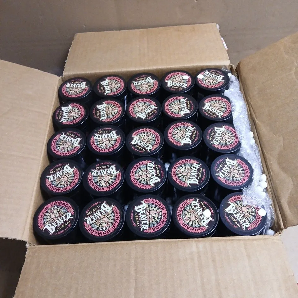 BOX OF APPROXIMATELY 90 X BEAVER CREAM HAIR POMADE 50G