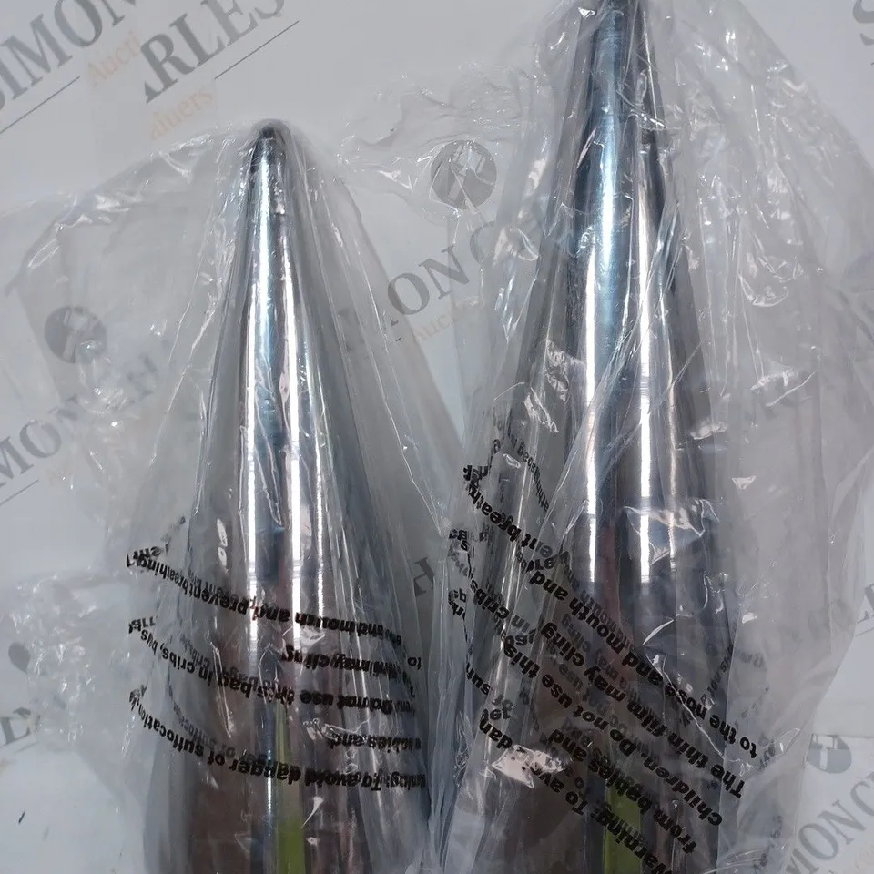 BOXED KELLY HOPPEN SET OF 2 INDOOR OUTDOOR PRELIT GLASS DECOR - REFLECTIVE CONES