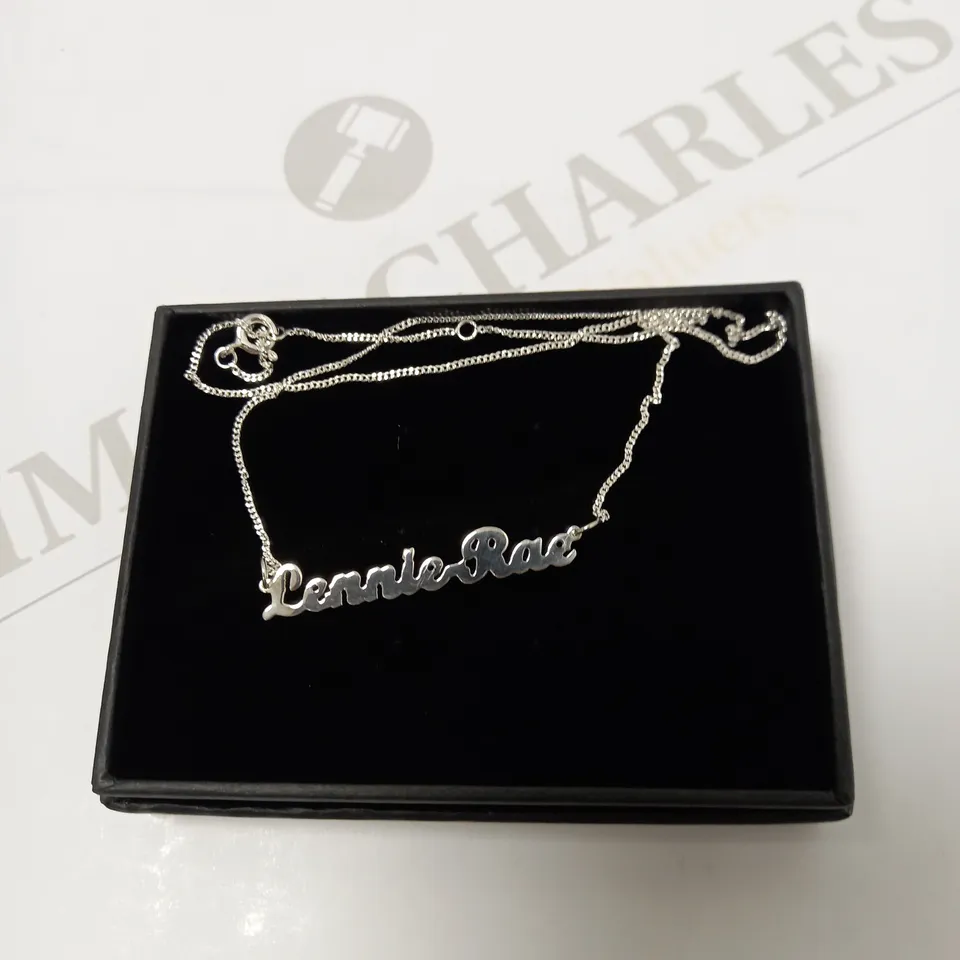LOT OF TWO STERLING SILVER PERSONALISED SCRIPT NAME NECKLACE ON ADJUSTABLE CURB CHAIN, LAILA, LENNIE-RAE RRP £58