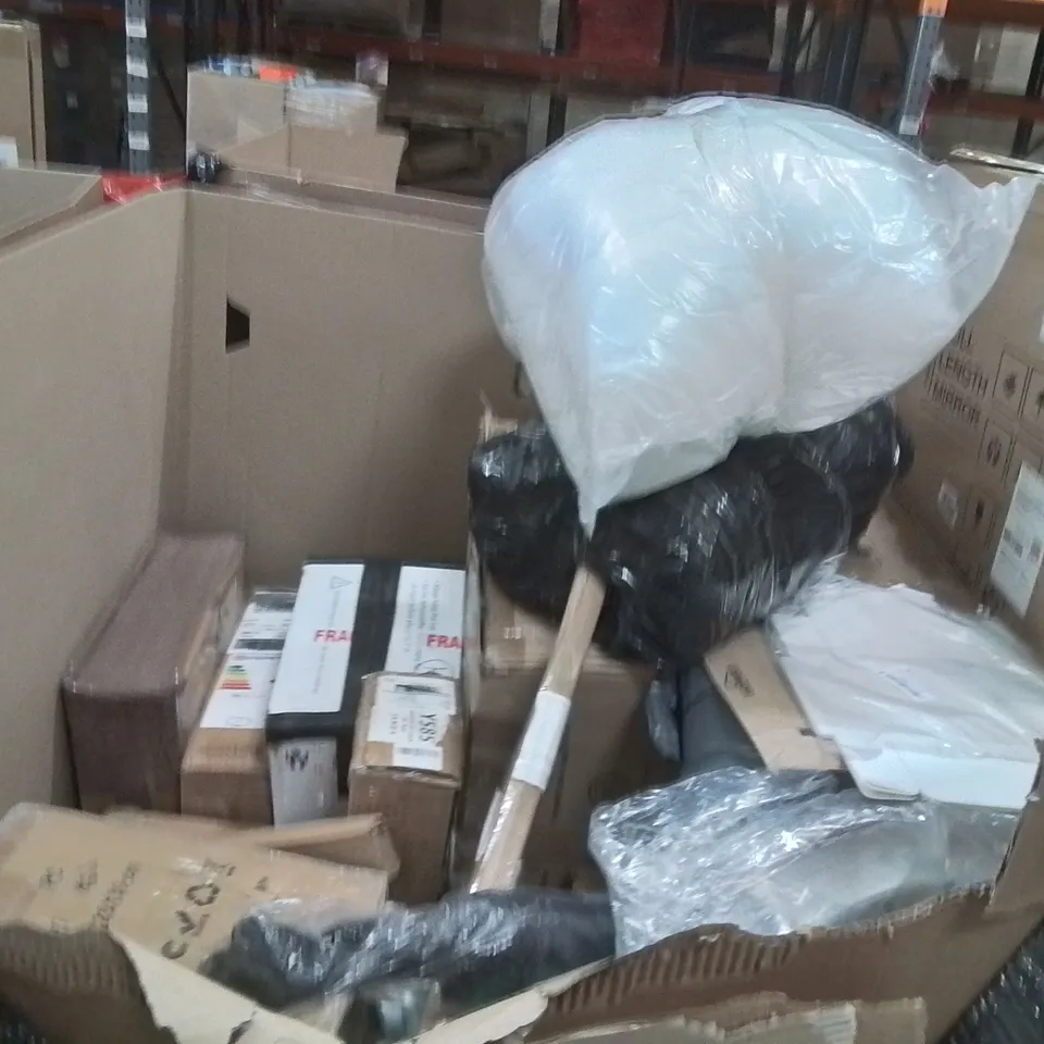 PALLET OF ASSORTED HOUSEHOLD GOODS AND PRODUCTS TO INCLUDE;CAT LITTER BOX,SLEEPING BAG,RUG