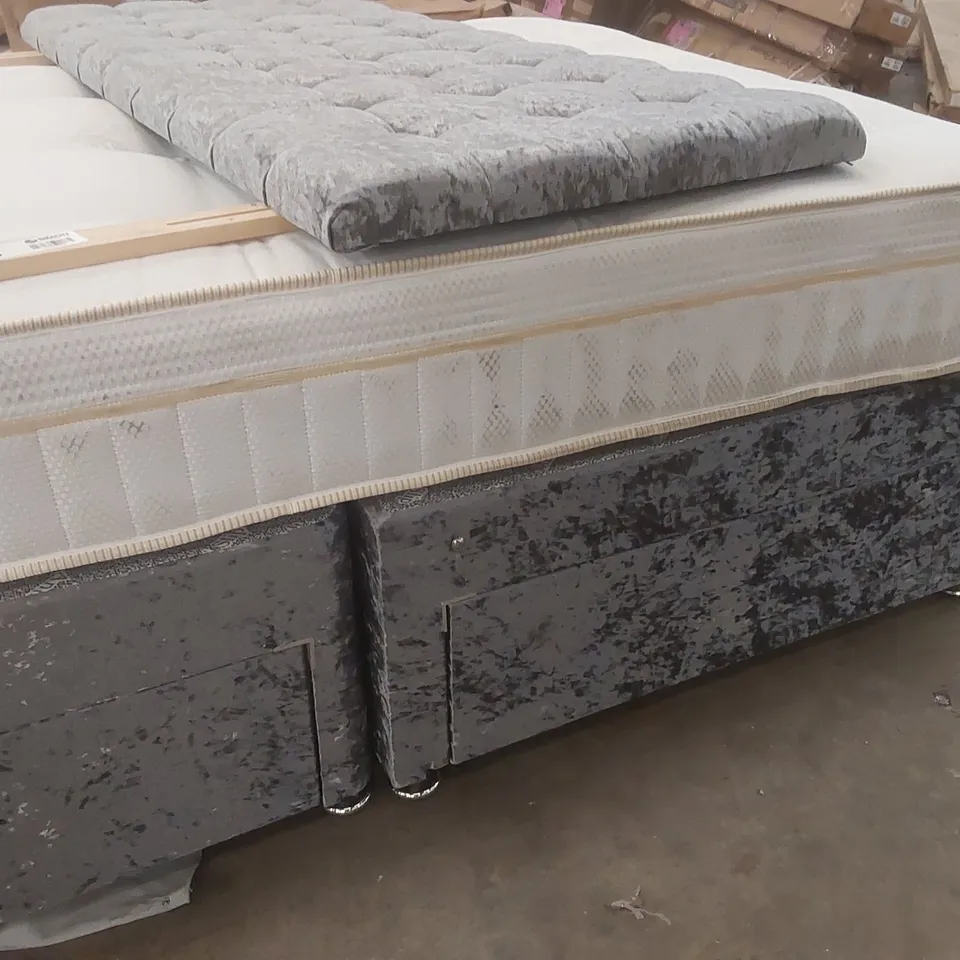 DESIGNER DIVAN BED SET SIZE: DOUBLE (4'6) COLOUR:SILVER STORAGE TYPE: 4-DRAWERS