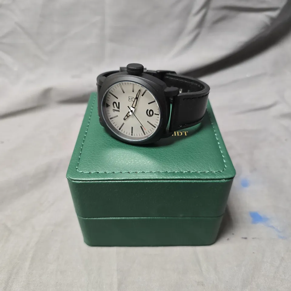 MENS FRANK SCHMIDT WATCH – BLACK – STAINLESS STEEL BACKCASE – 3ATM WATER RESISTANT – GIFT BOX