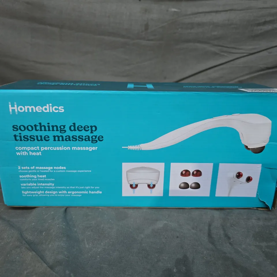 HOMEDICS SOOTHING DEEP TISSUE MASSAGE PERCUSSION MASSAGER WITH HEAT – BOXED 