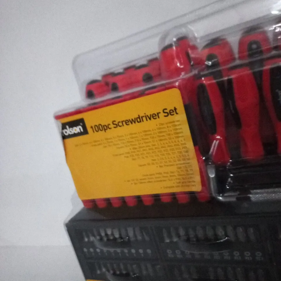 ROLSON 100PC SCREWDRIVER SET – RED-HANDLED TOOL KIT