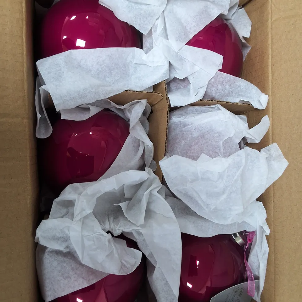 SET OF 6 GISELA GRAHAM LARGE PINK BAUBLES