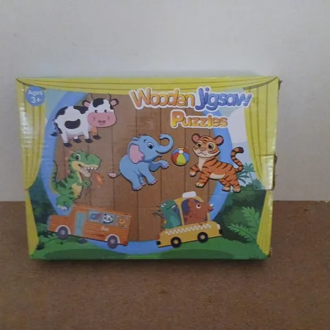 FIVE WOODEN JIGSAW PUZZLES – ANIMAL THEME BOXED