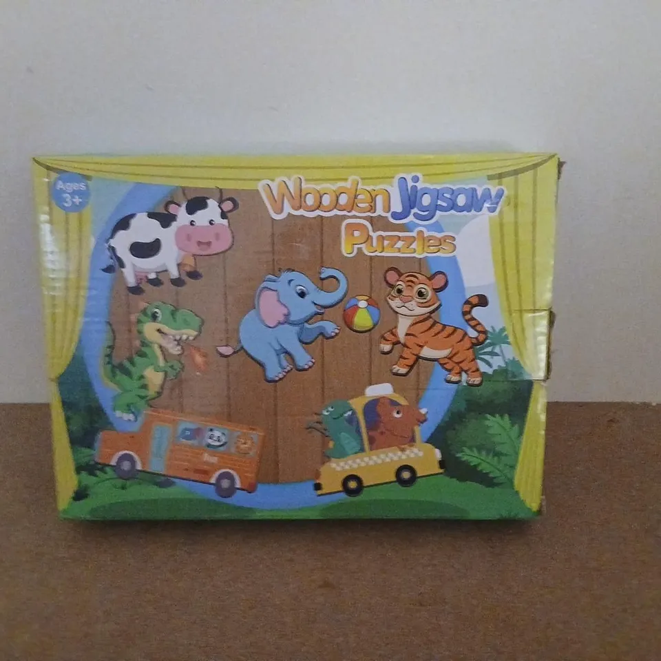 FIVE WOODEN JIGSAW PUZZLES – ANIMAL THEME BOXED