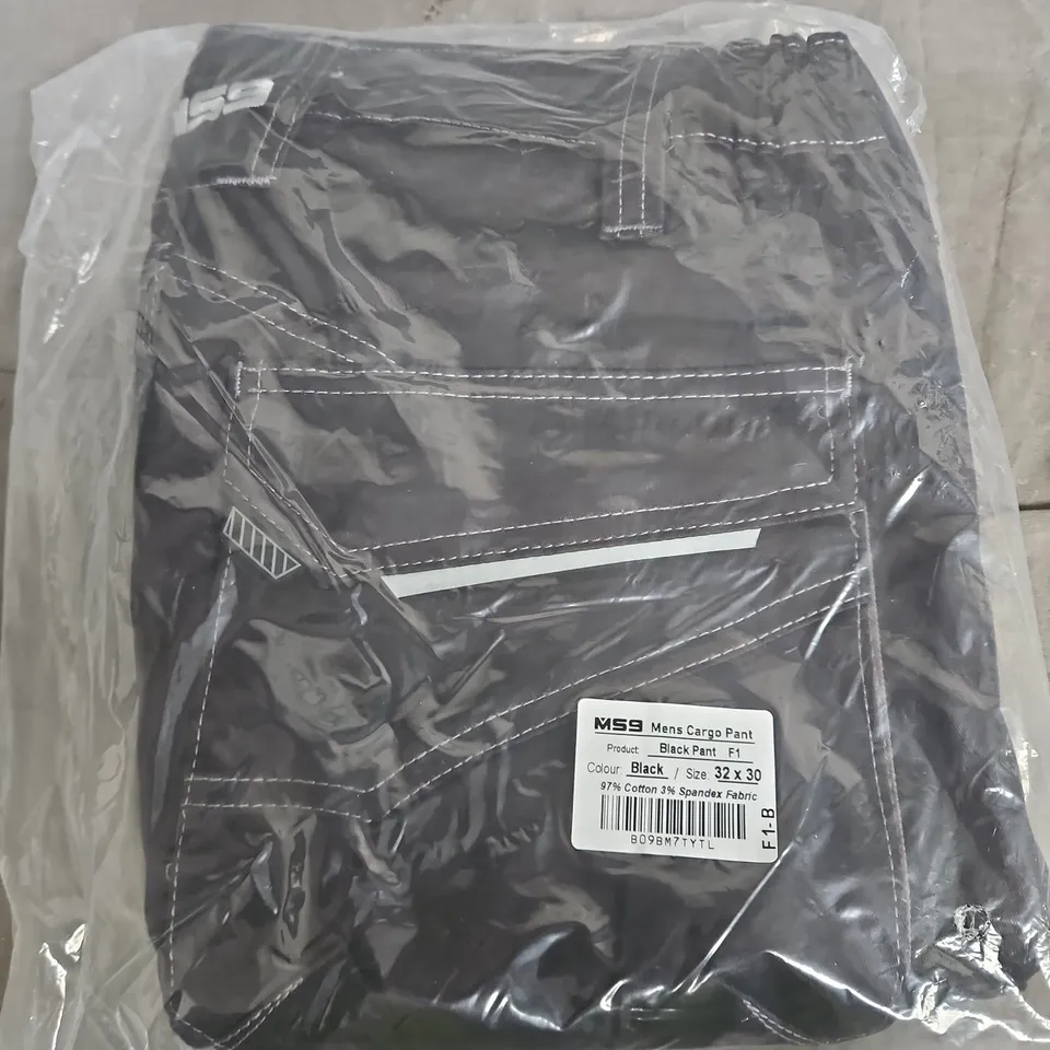 MS9 MENS CARGO PANT – BLACK, SIZE UK 32 X 30