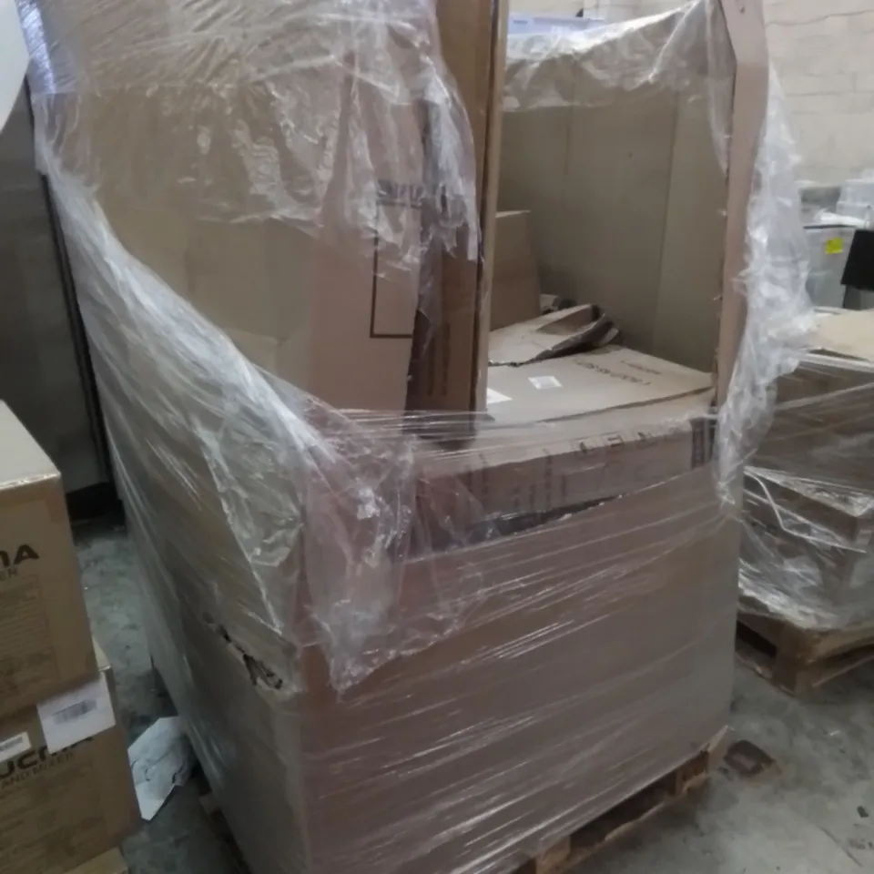 PALLET CONTAINING HOUSEHOLD & HOME IMPROVEMENT PRODUCTS. INCLUDES A LARGE QUANTITY OF KITCHEN AUCMA STAND MIXERS AND HOUSEHOLD FURNITURE ETC