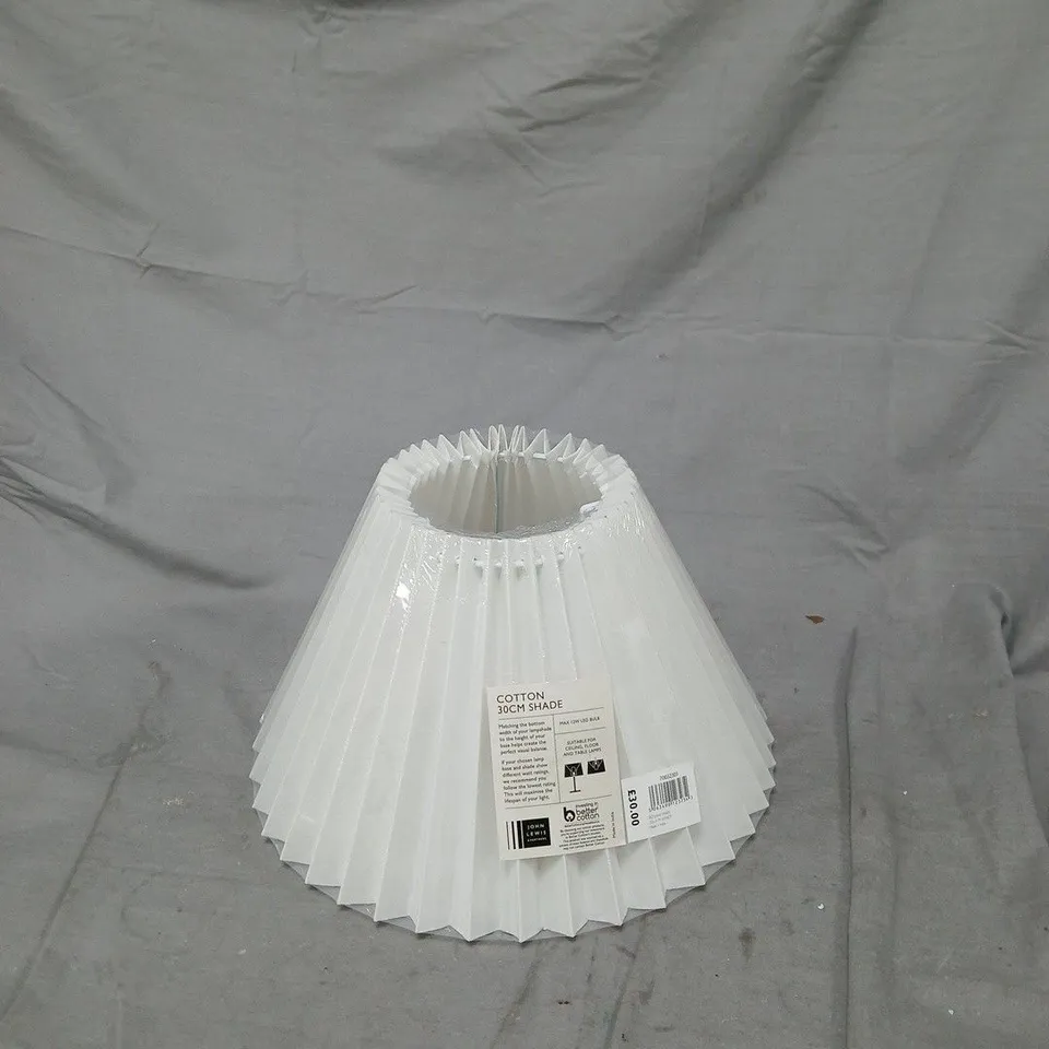 JOHN LEWIS COTTON 30CM LAMPSHADE PAIR – WHITE PLEATED