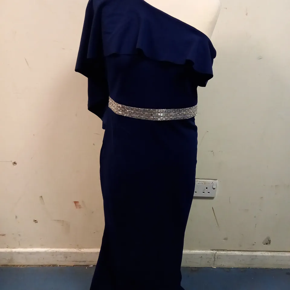 GODDIVA LONDON BLUE LONG DRESS WITH GLITTER DETAIL - SIZE 12