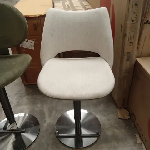 DANETTI BRONWYN NATURAL FABRIC AND OLIVE GREEN VELVET GAS LIFT BAR STOOL
