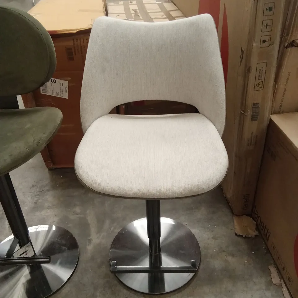 DANETTI BRONWYN NATURAL FABRIC AND OLIVE GREEN VELVET GAS LIFT BAR STOOL