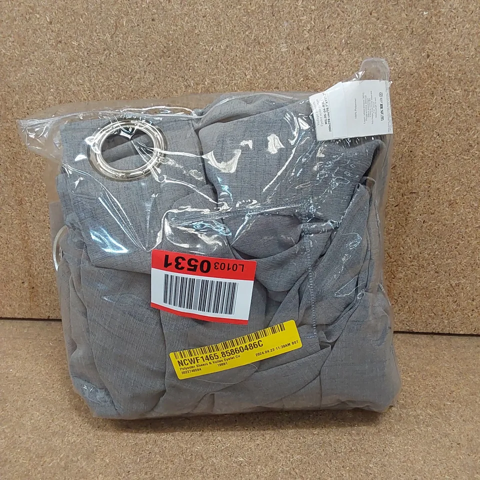 BAGGED POLYESTER SHEERS & VOILES EYELET CURTAINS - GREY // SIZE: 200 X 298cm