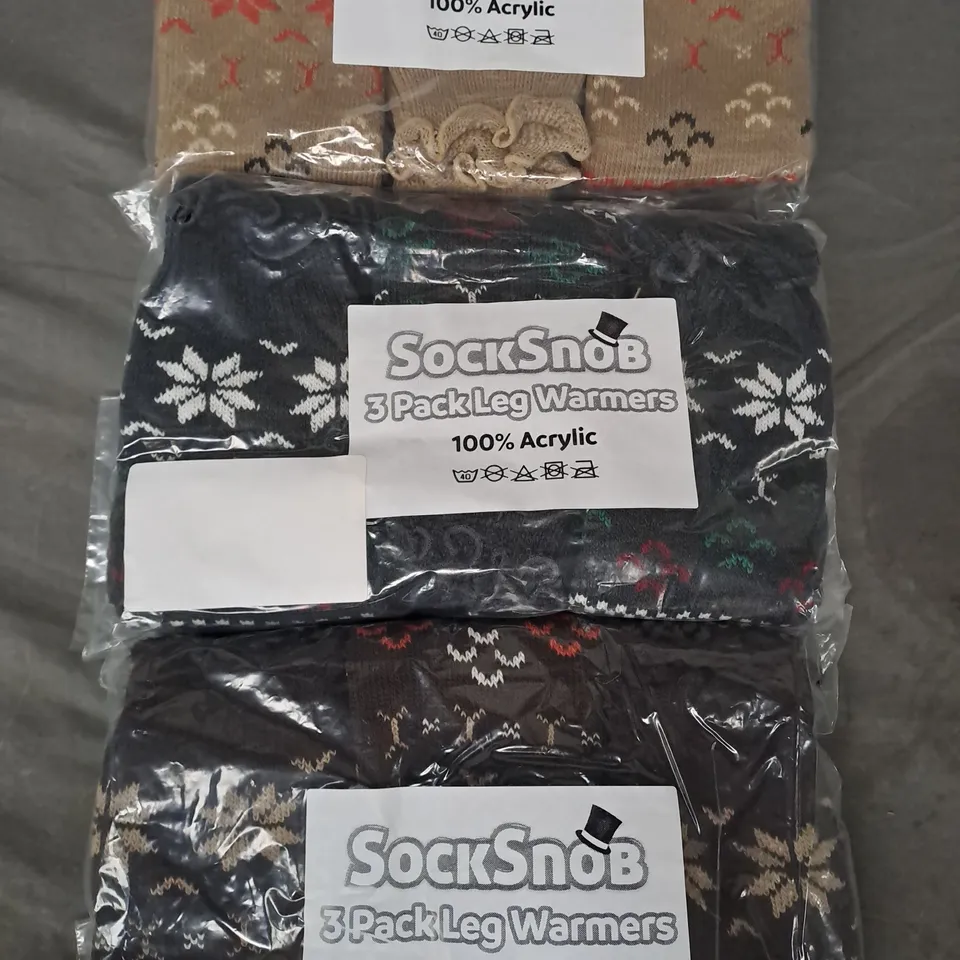 BOX OF APPROXIMATELY 10 ASSORTED SOCK SNOB 3-PACK LEG WARMERS IN VARIOUS COLOURS - COLLECTION ONLY