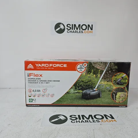 YARDFORCE IFLEX CORDLESS MOWER, GRASS & HEDGE TRIMMER 3-IN-1 SET