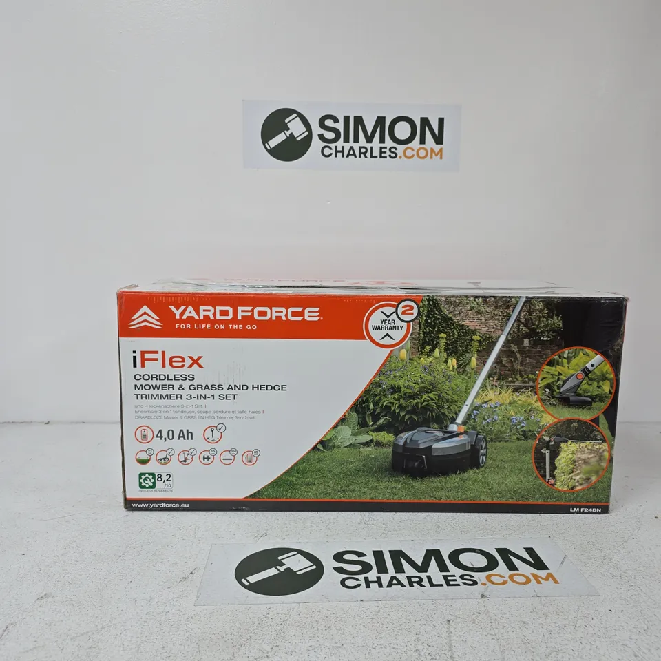 YARDFORCE IFLEX CORDLESS MOWER, GRASS & HEDGE TRIMMER 3-IN-1 SET