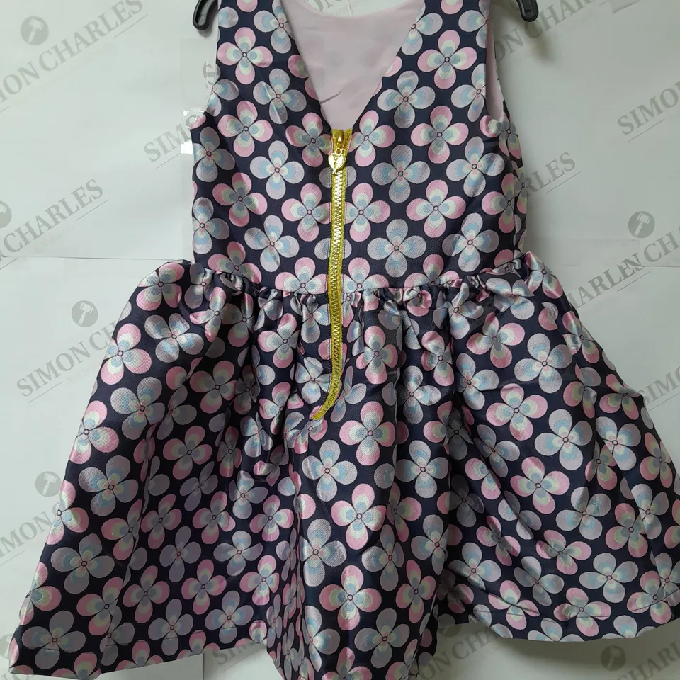 ANGEL'S FACE FLORAL FLOWER GIRL DRESS WITH BIG PINK BOW AGE 5-6