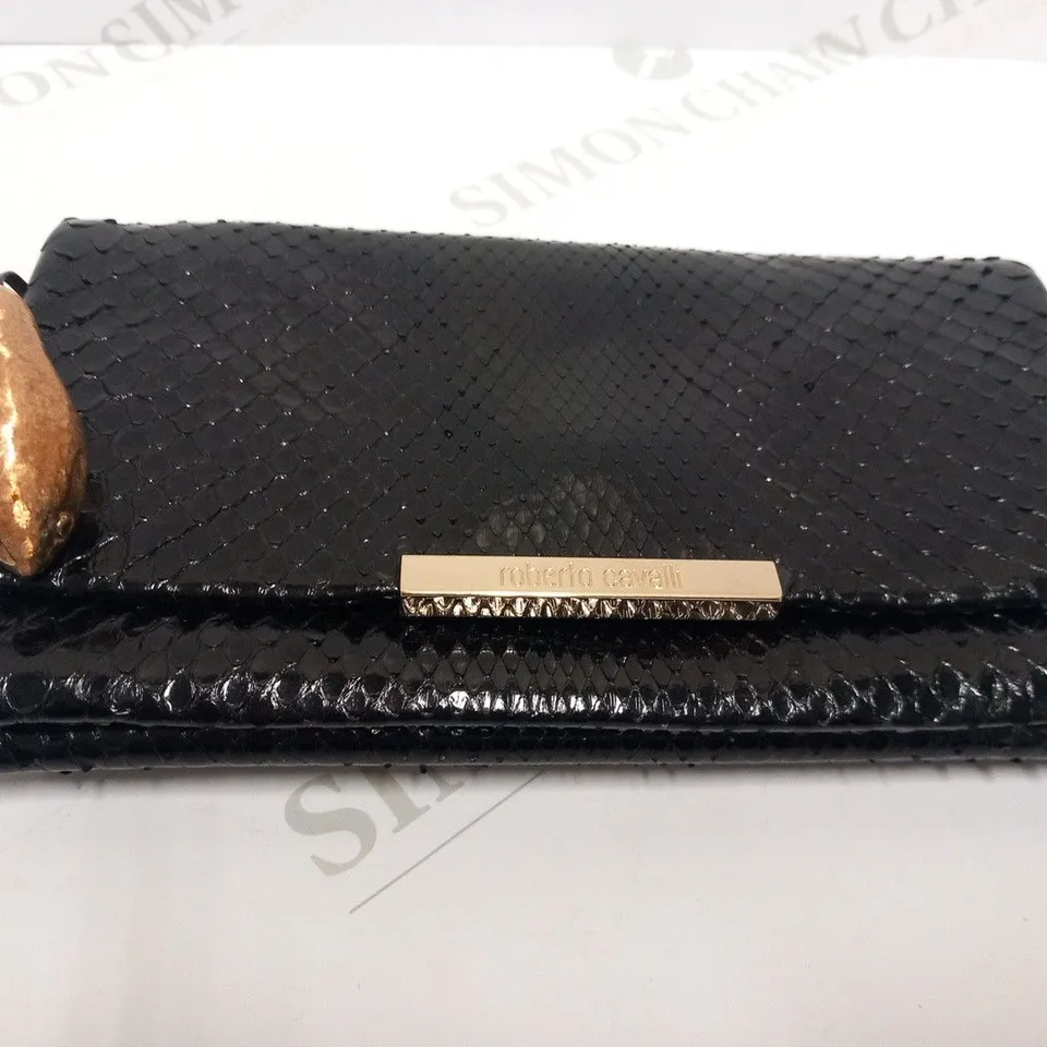 ROBERTO CAVALLI BLACK SNAKESKIN EFFECT PURSE