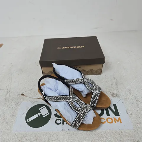 DUNLOP WOMEN'S SANDALS β UK 8 RHINESTONE EMBELLISHED STRAPS (BOXED)