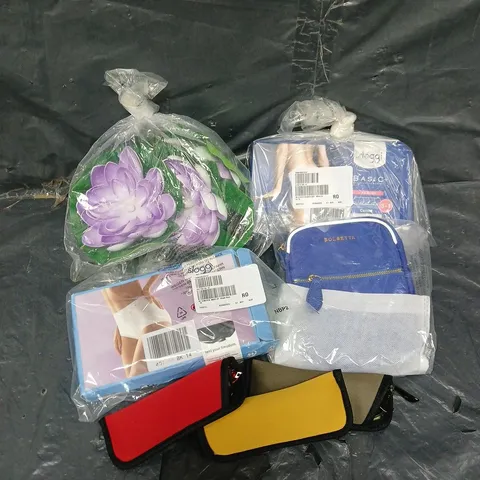 BOX OF APPROX 10 ASSORTED HOUSEHOLD ITEMS TO INCLUDE - READING GLASSES - SLOGGI UNDERWEAR - BOLSETTA HIP POUCH - ETC