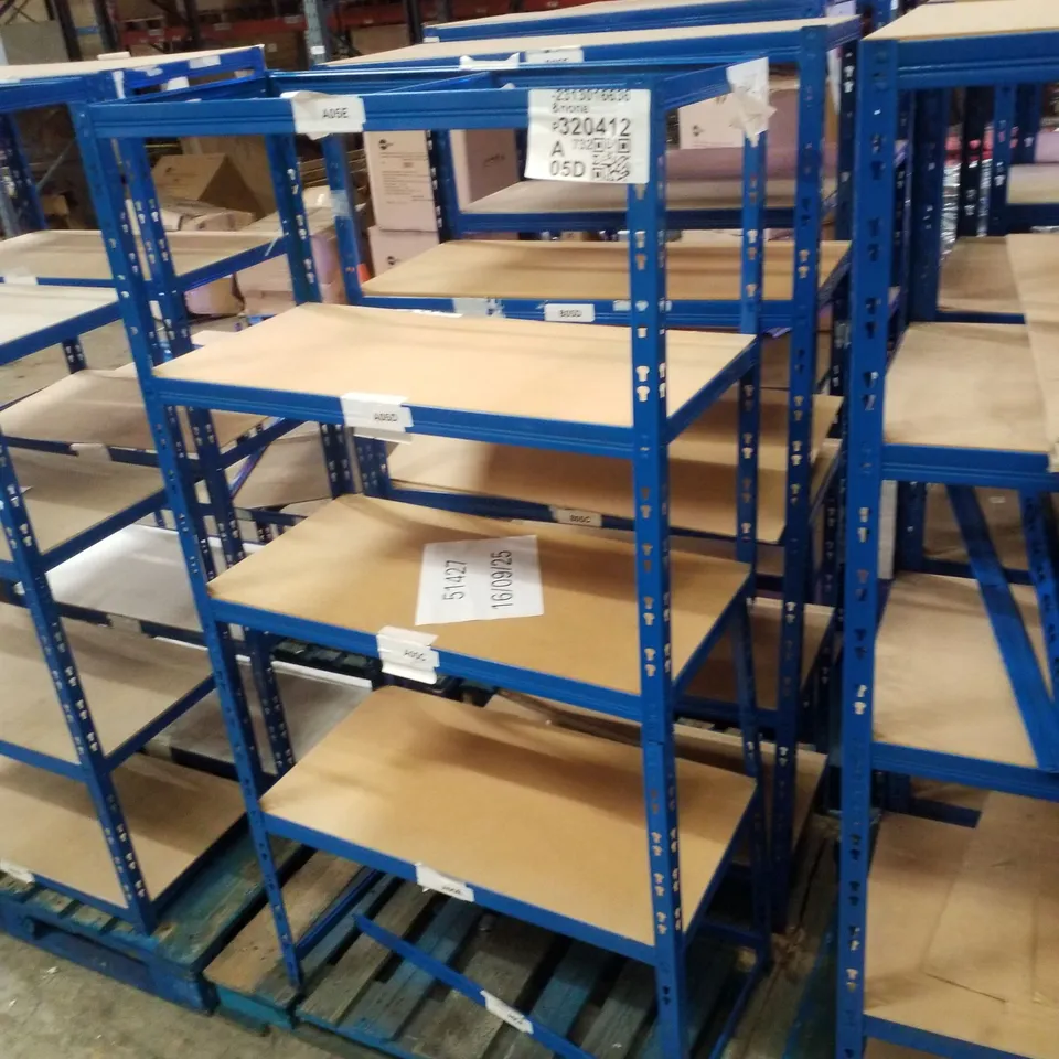 PALLET CONTAINING 2 5-TIER SHELVING UNITS 180×90×45CM - BLUE