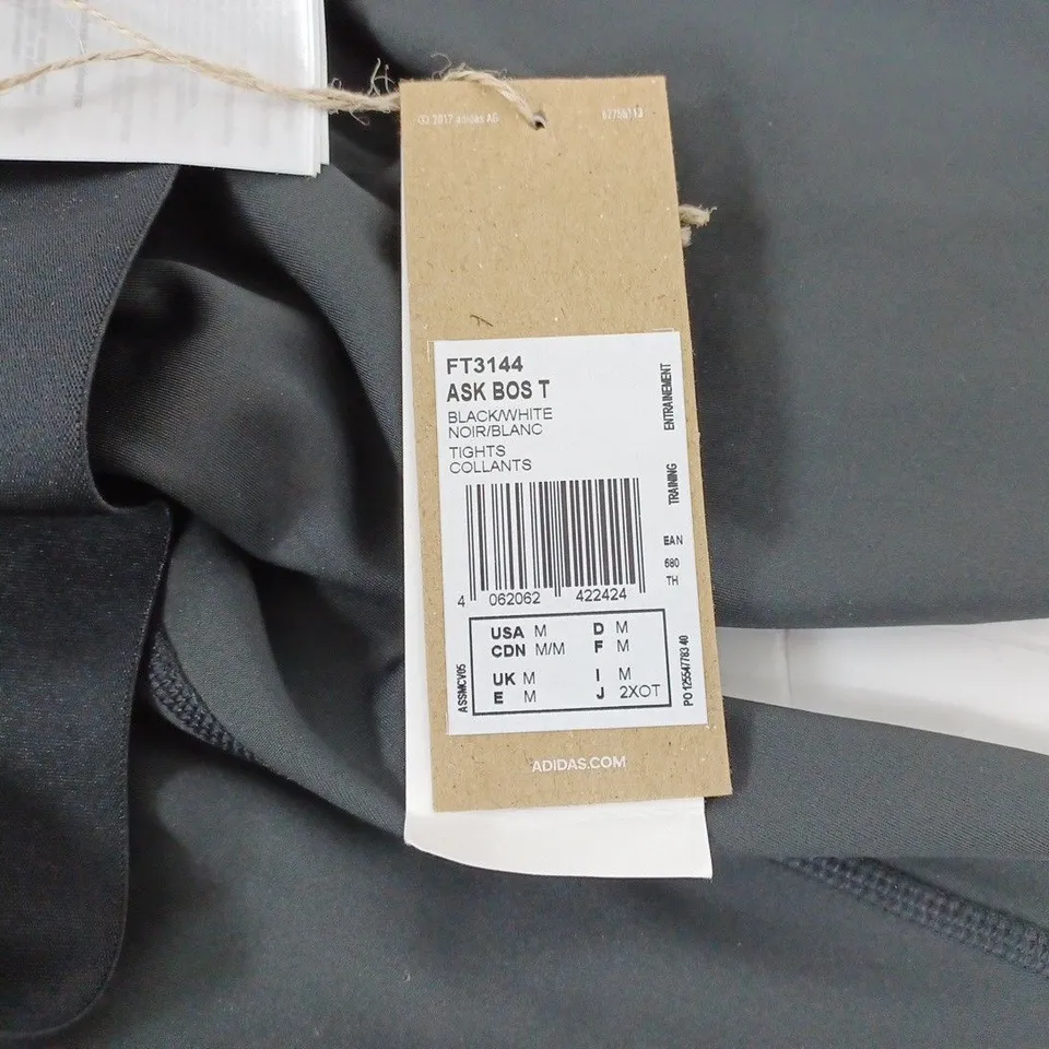 ADIDAS BLACK/WHITE LOGO TIGHTS- MEDIUM