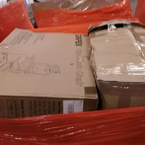 PALLET OF ASSORTED PRODUCTS INCLUDING DRIPEX ERGONOMIC CHAIR, MASTER CANOPY COMPACT CANOPY, L-SHAPED DESK
