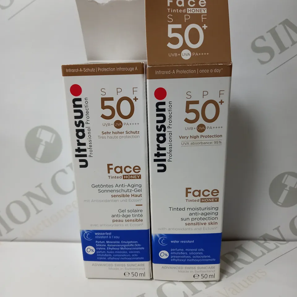 LOT OF 2 ULTRASUN TINTED FACE SPF50+ HONEY 50ML