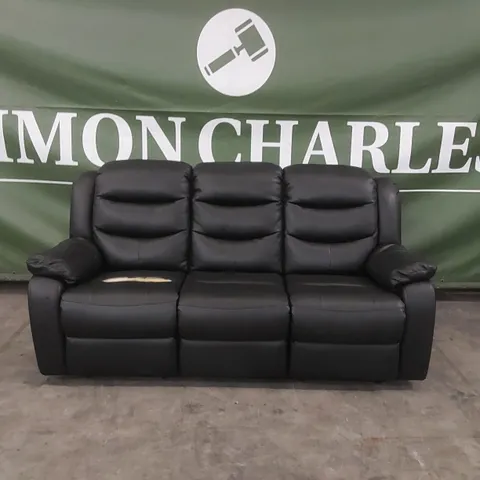 QUALITY DESIGNER FAUX LEATHER 3 SEATER RECLINER SOFA - DAMAGED