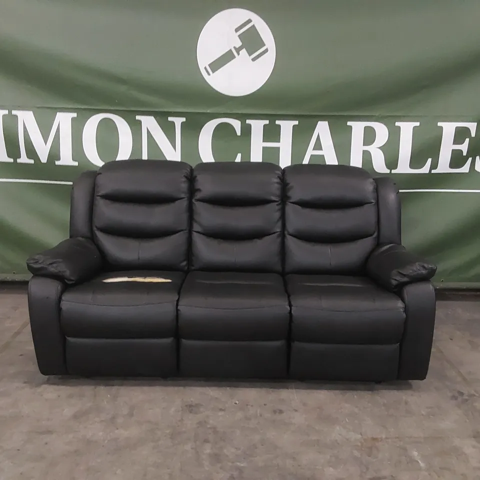 QUALITY DESIGNER FAUX LEATHER 3 SEATER RECLINER SOFA - DAMAGED