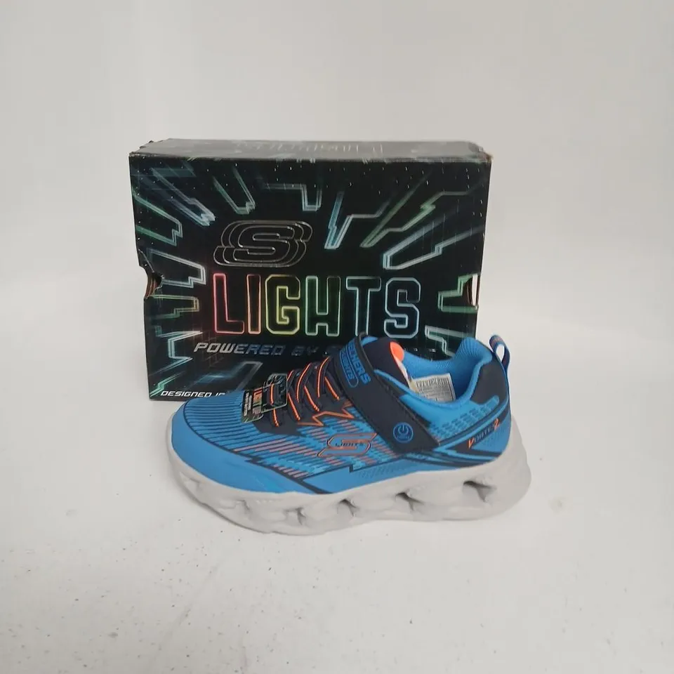 SKECHERS S-LIGHTS VORTEX 2.0 VELTROX KIDS' TRAINERS – BLUE/NAVY, UK 1 (EU 33.5)