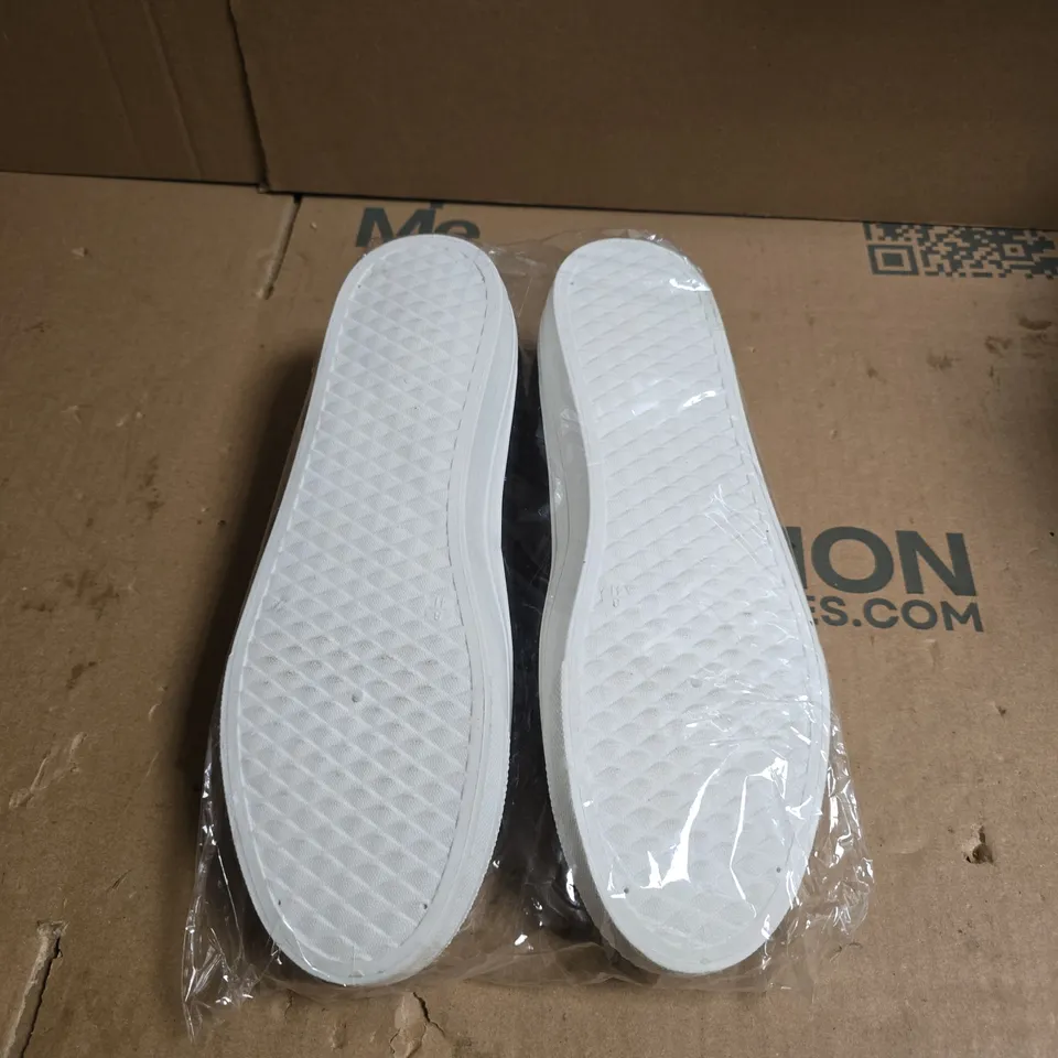 SPOT ON BLACK QUILTED SLIP-ON TRAINERS  - UK SIZE 8