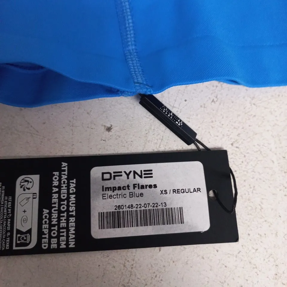 DFYNE IMPACT FLARES ELECTRIC BLUE TROUSERS – XS/REGULAR