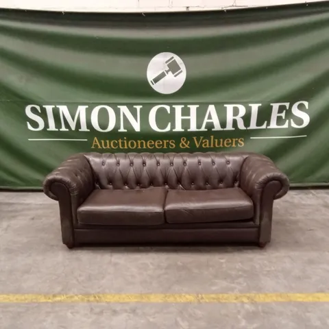 BAKERFIELD 3 SEATER LEATHER/FAUX LEATHER SOFA - CHOCOLATE