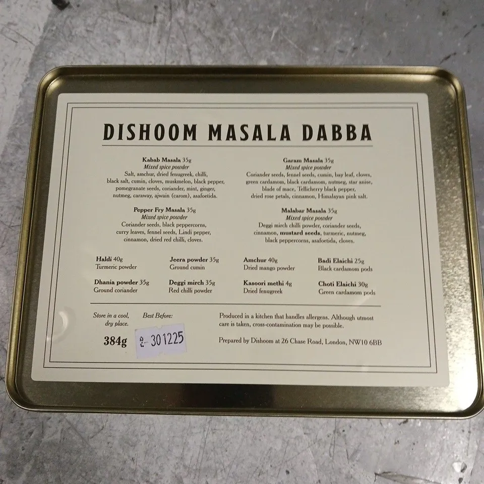 DISHOOM MASALA DABBA SPICE TIN WITH 12 ASSORTED SPICES - COLLECTION ONLY