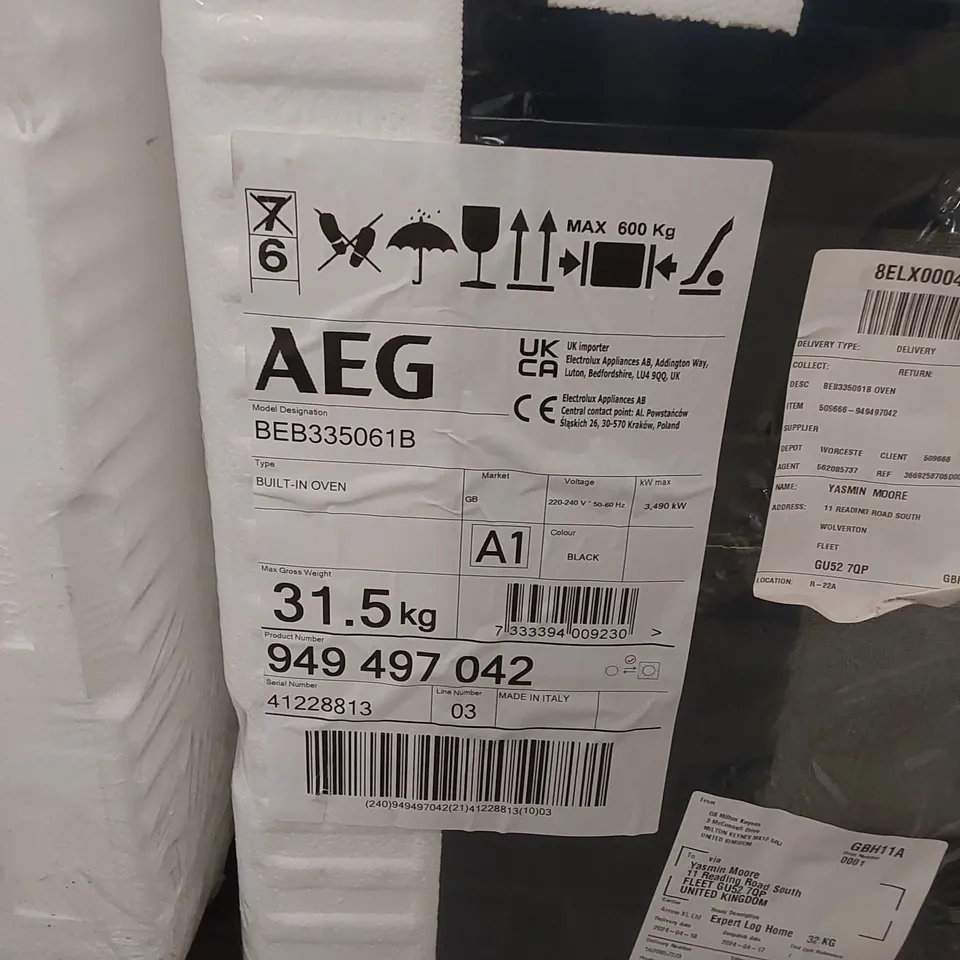  AEG BEB335061B 6000 SURROUNDCOOK BUILT-IN ELECTRIC SINGLE OVEN, BLACK, A+ RATED