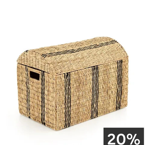 BOXED THE VERY COLLECTION MEDIUM STRIPED RATTAN STORAGE CHEST