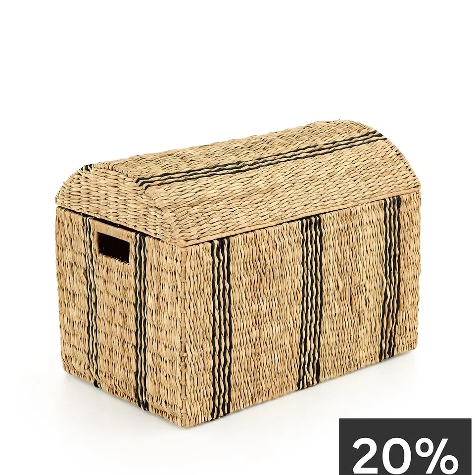 BOXED THE VERY COLLECTION MEDIUM STRIPED RATTAN STORAGE CHEST