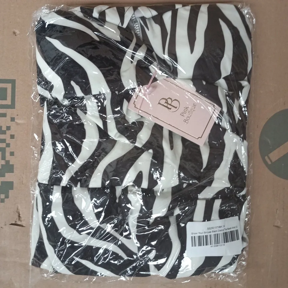 BAGGED BOUTIQUE SHOW YOUR STRIPES BLACK ZEBRA TIE BACK MIDI DRESS SIZE UNSPECIFIED